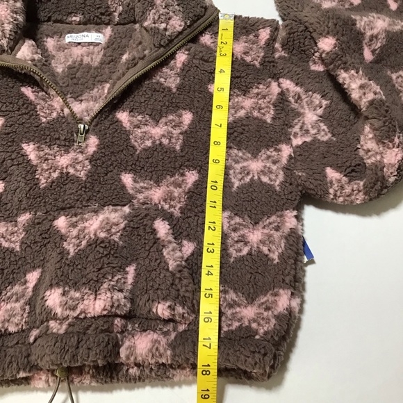 Arizona Jean Company Brown and Pink Butterfly Fleece PulloverJacket - Picture 9 of 12